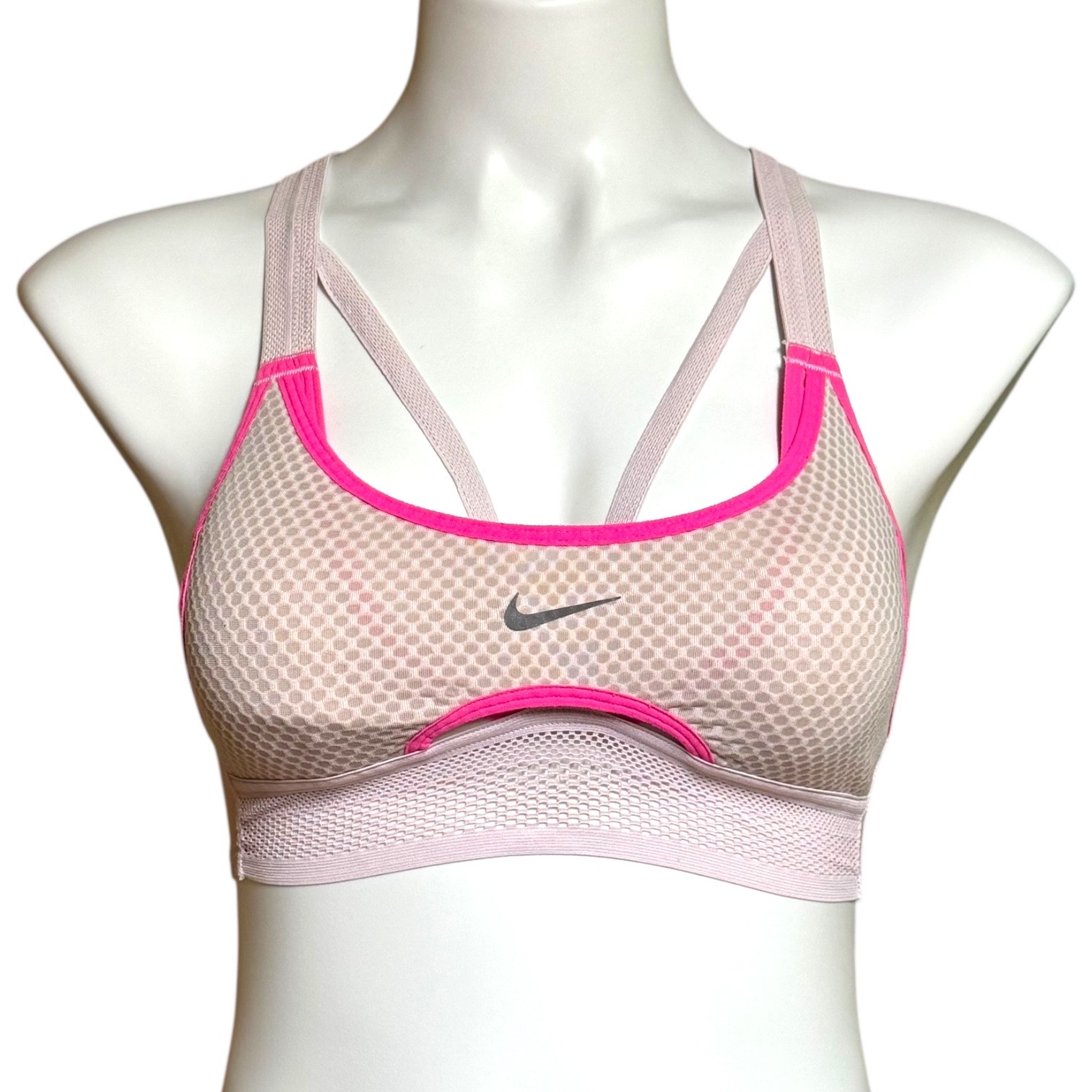 Nike Dri Fit Racerback Strappy Sports Bra Removeable Pads Pink Small